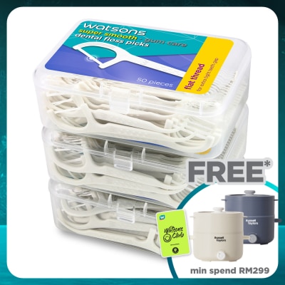 WATSONS Flat Thread Dental Floss Picks 50's x 3 box
