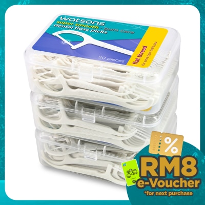 WATSONS Flat Thread Dental Floss Picks 50's x 3 box