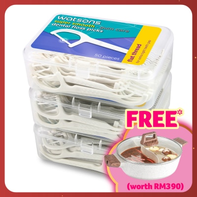WATSONS Flat Thread Dental Floss Picks 50's x 3 box