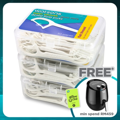 WATSONS Flat Thread Dental Floss Picks 50's x 3 box
