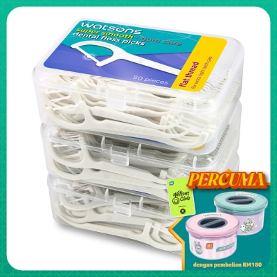 WATSONS Flat Thread Dental Floss Picks 50's x 3 box