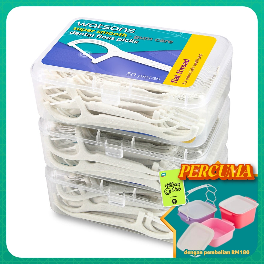 Flat Thread Dental Floss Picks 50's x 3 box