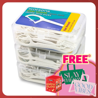 WATSONS Flat Thread Dental Floss Picks 50's x 3 box