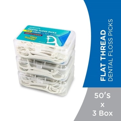 WATSONS Flat Thread Dental Floss Picks 50's x 3 box