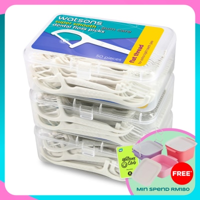WATSONS Flat Thread Dental Floss Picks 50's x 3 box