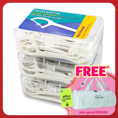 WATSONS Flat Thread Dental Floss Picks 50's x 3 box