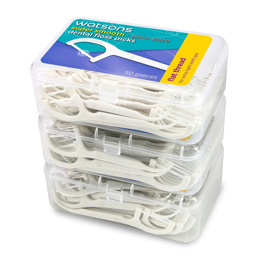 Flat Thread Dental Floss Picks 50's x 3 box image