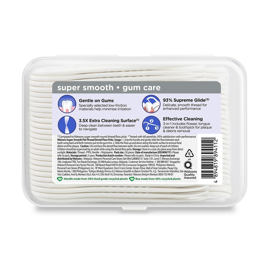 Flat Thread Dental Floss Picks 50's x 3 box image
