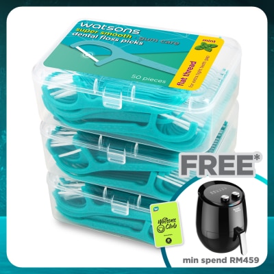 WATSONS Mint Flat Dental Floss 50'sx3Box