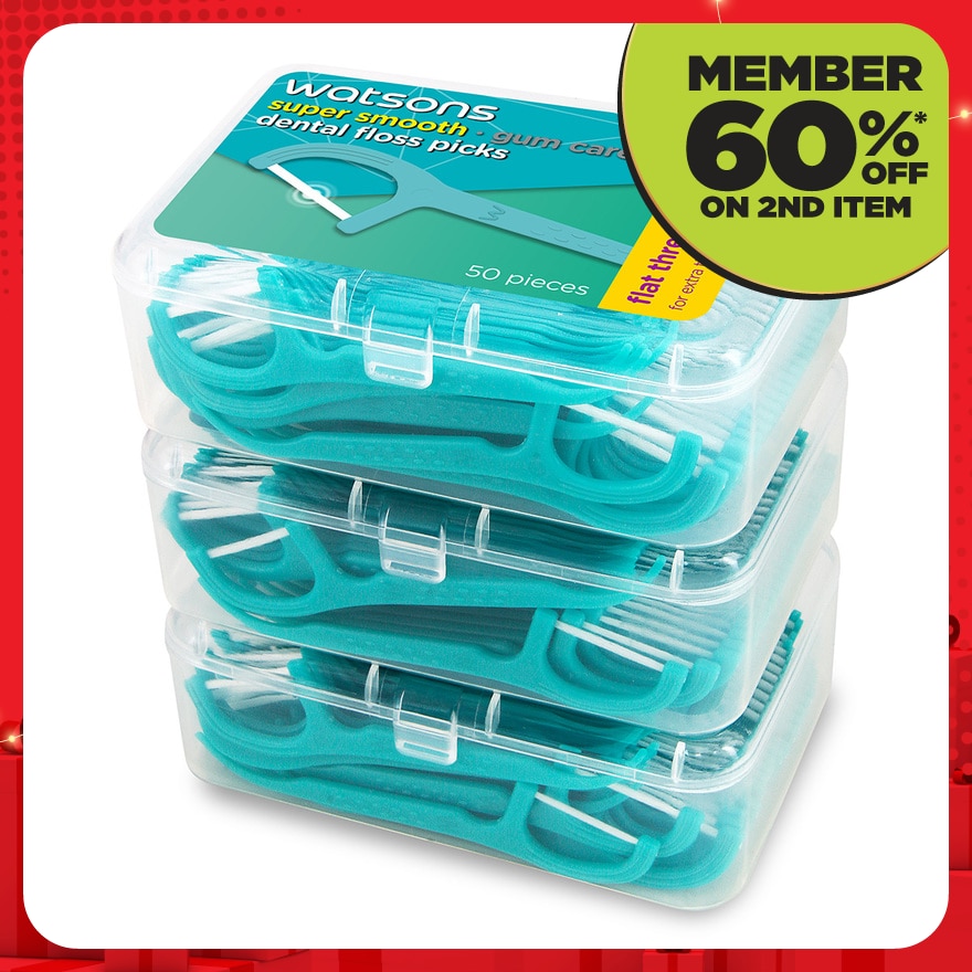 Mint Flat Dental Floss 50'sx3Box