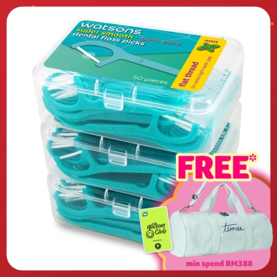 WATSONS Mint Flat Dental Floss 50'sx3Box