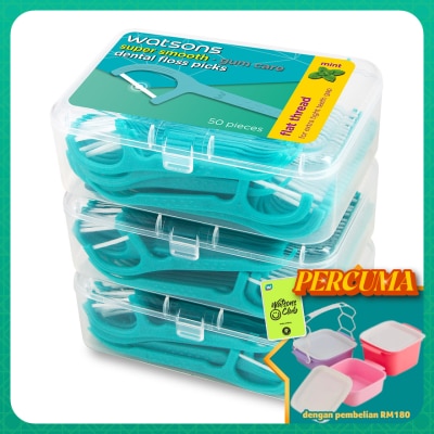 WATSONS - Mint Flat Dental Floss 50'sx3Box