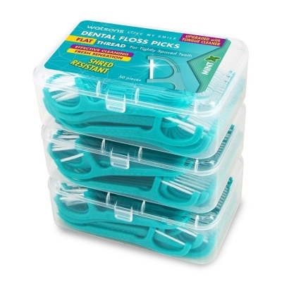 WATSONS Mint Flat Dental Floss 50'sx3Box