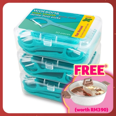 WATSONS Mint Flat Dental Floss 50'sx3Box