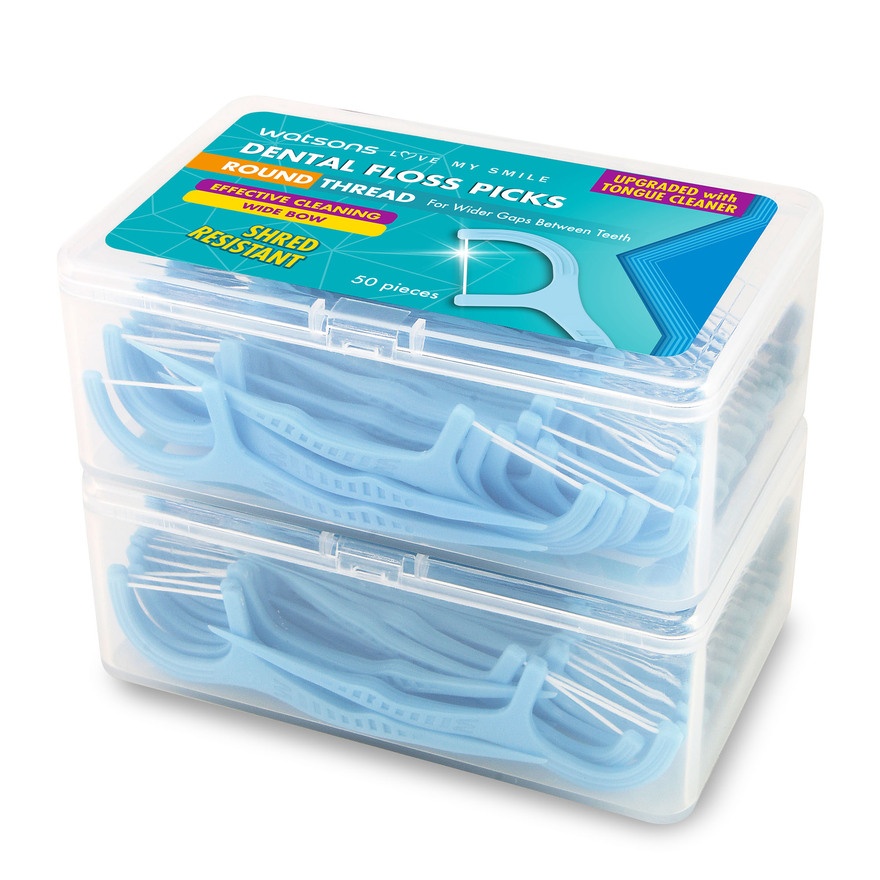 Round Dental Floss Picks Wide Bow Box 50's x 2 image