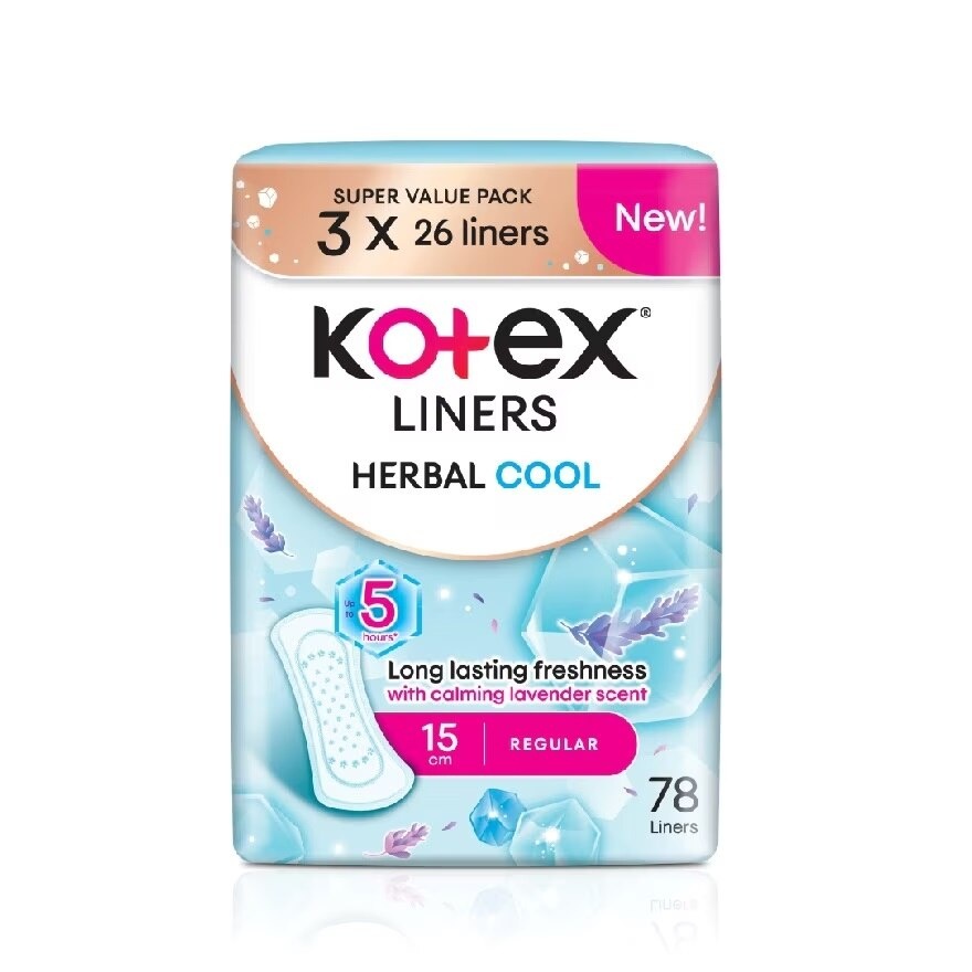 Herbal Cool Regular Pantyliner 15cm (26s x 3 Packs) Liners with Calming Lavender Scent image