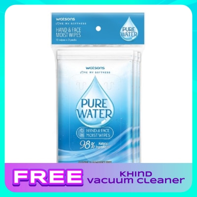 WATSONS Pure Water Hand & Face Moist Wipes 3x10s