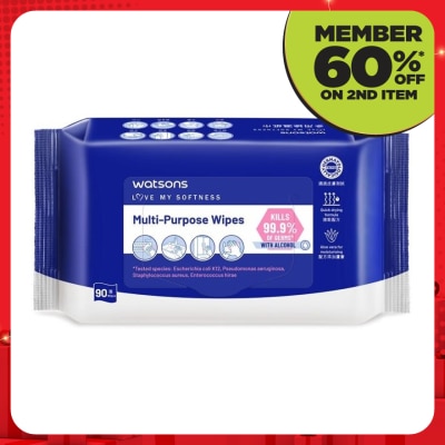 WATSONS Multi-Purpose Wipes with Alcohol 90s