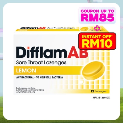 DIFFLAM AB Sore Throat Lozenges Lemon 12's