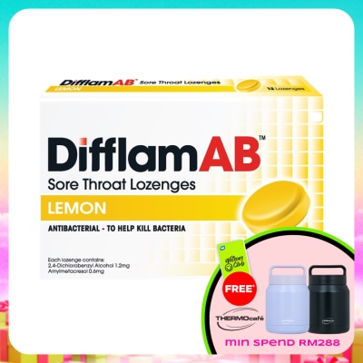 DIFFLAM - AB Sore Throat Lozenges Lemon 12's