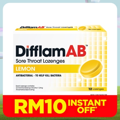 DIFFLAM AB Sore Throat Lozenges Lemon 12's