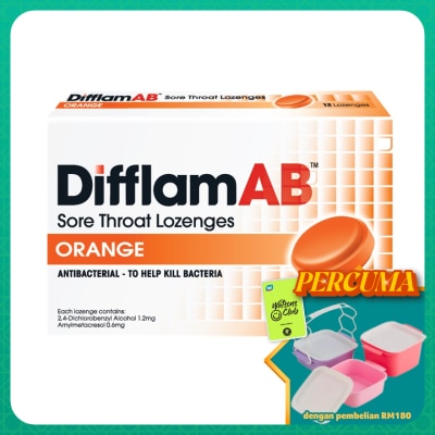 DIFFLAM - AB Sore Throat Lozenges Orange 12's