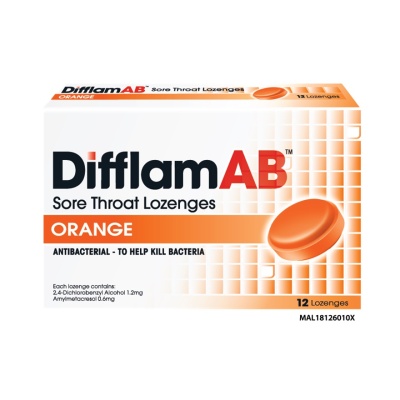 DIFFLAM - AB Sore Throat Lozenges Orange 12's image