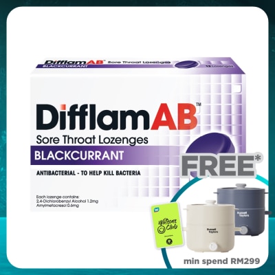 DIFFLAM AB Sore Throat Lozenges Blackcurrant 12's