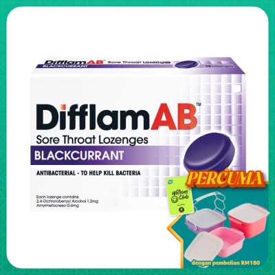 DIFFLAM - AB Sore Throat Lozenges Blackcurrant 12's