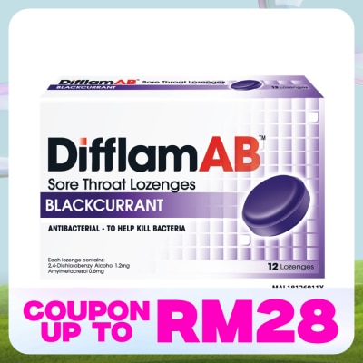 DIFFLAM AB Sore Throat Lozenges Blackcurrant 12's