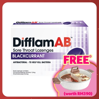 DIFFLAM AB Sore Throat Lozenges Blackcurrant 12's