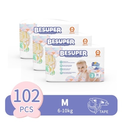 BESUPER Baby Diaper Tape Public Version M 34sX3