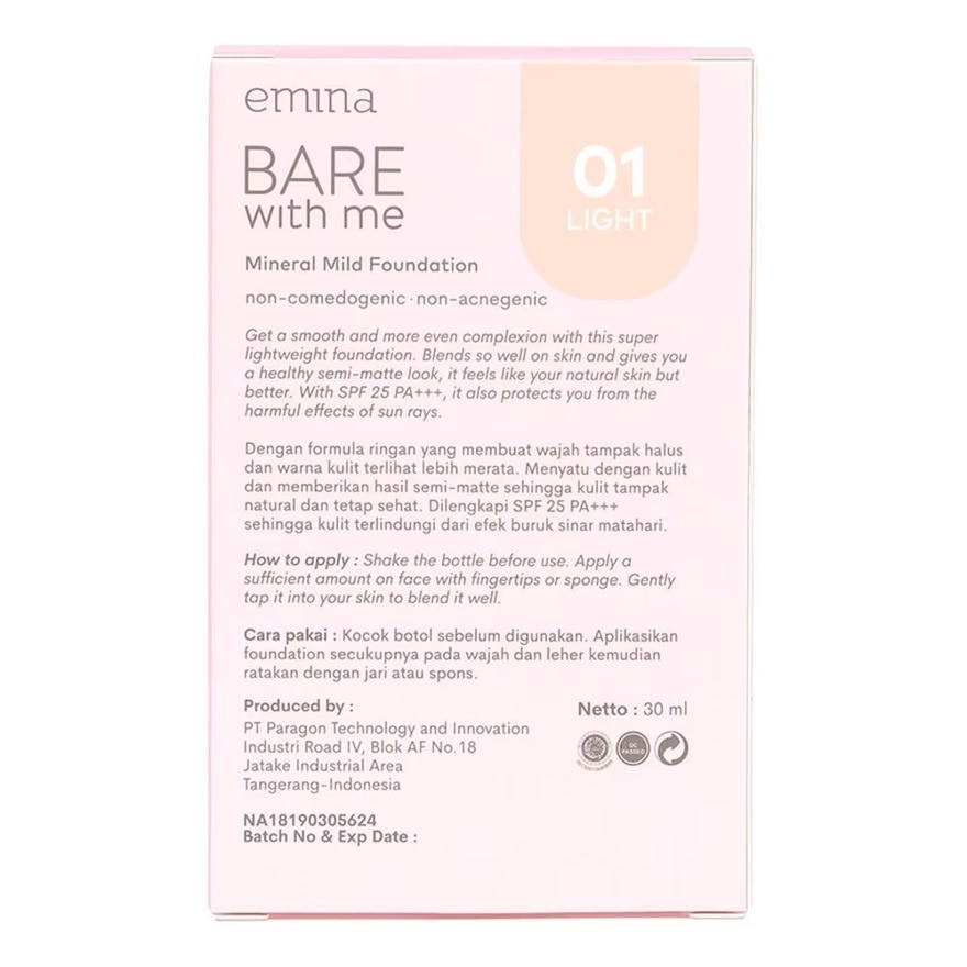 Bare with Me Mineral Mild Foundation 01 Light 30 m