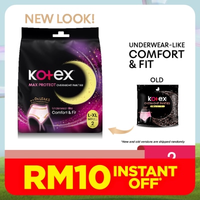 KOTEX Overnight Panties L-XL (2s) - Period Panties with 360⁰ Anti-Leakage Protection Disposable