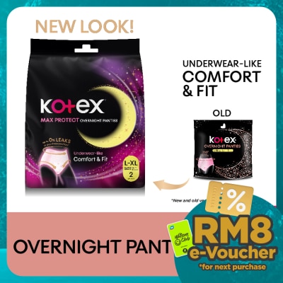 KOTEX Overnight Panties L-XL (2s) - Period Panties with 360⁰ Anti-Leakage Protection Disposable
