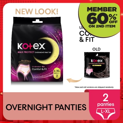 KOTEX Overnight Panties L-XL (2s) - Period Panties with 360⁰ Anti-Leakage Protection Disposable