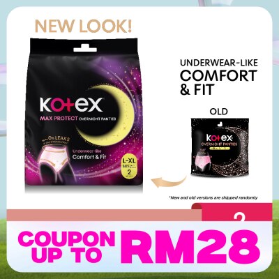KOTEX Overnight Panties L-XL (2s) - Period Panties with 360⁰ Anti-Leakage Protection Disposable