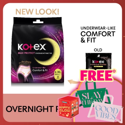 KOTEX Overnight Panties L-XL (2s) - Period Panties with 360⁰ Anti-Leakage Protection Disposable