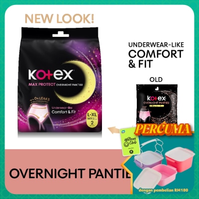KOTEX - Overnight Panties L-XL (2s) - Period Panties with 360⁰ Anti-Leakage Protection Disposable