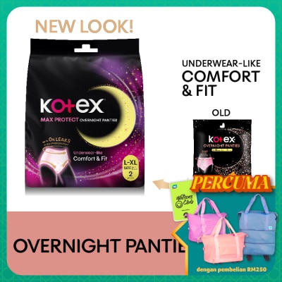 KOTEX Overnight Panties L-XL (2s) - Period Panties with 360⁰ Anti-Leakage Protection Disposable