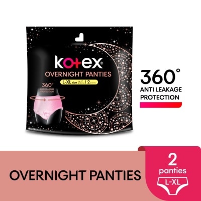 KOTEX Overnight Panties L-XL (2s) - Period Panties with 360⁰ Anti-Leakage Protection Disposable