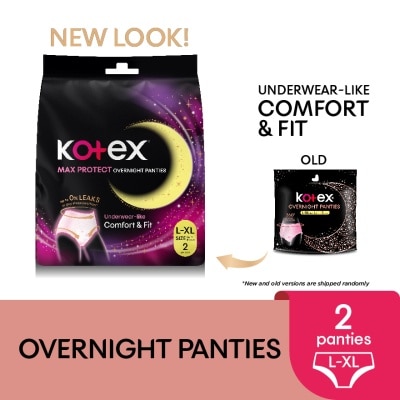KOTEX Overnight Panties L-XL (2s) - Period Panties with 360⁰ Anti-Leakage Protection Disposable