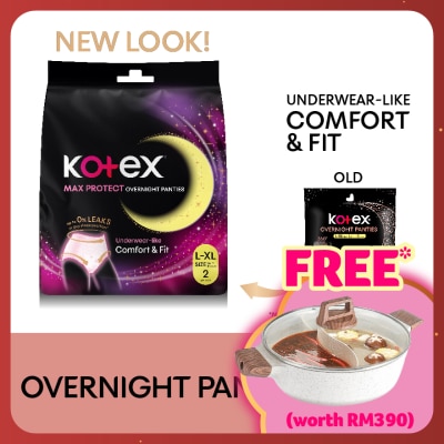 KOTEX Overnight Panties L-XL (2s) - Period Panties with 360⁰ Anti-Leakage Protection Disposable