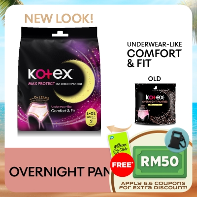 KOTEX - Overnight Panties L-XL (2s) - Period Panties with 360⁰ Anti-Leakage Protection Disposable