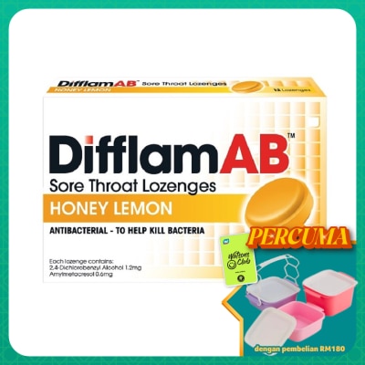 DIFFLAM - AB Sore Throat Lozenges Honey Lemon 12's