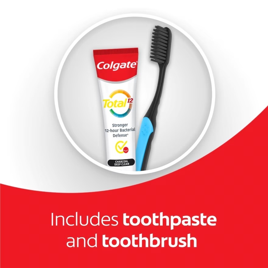 Colgate Total Charcoal Deep Clean Toothpaste (35G) + Slimsoft Charcoal Toothbrush Travel Kit image