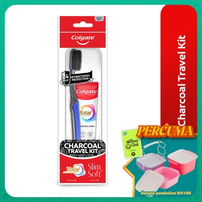 COLGATE - Colgate Total Charcoal Deep Clean Toothpaste (35G) + Slimsoft Charcoal Toothbrush Travel Kit