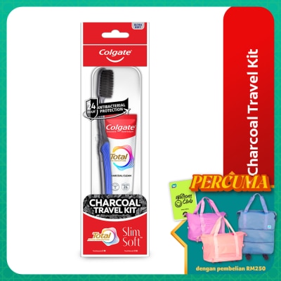 COLGATE Colgate Total Charcoal Deep Clean Toothpaste (35G) + Slimsoft Charcoal Toothbrush Travel Kit