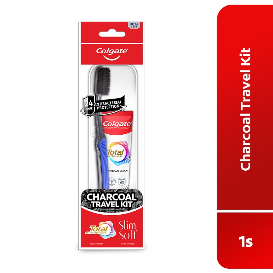 Colgate Total Charcoal Deep Clean Toothpaste (35G) + Slimsoft Charcoal Toothbrush Travel Kit image