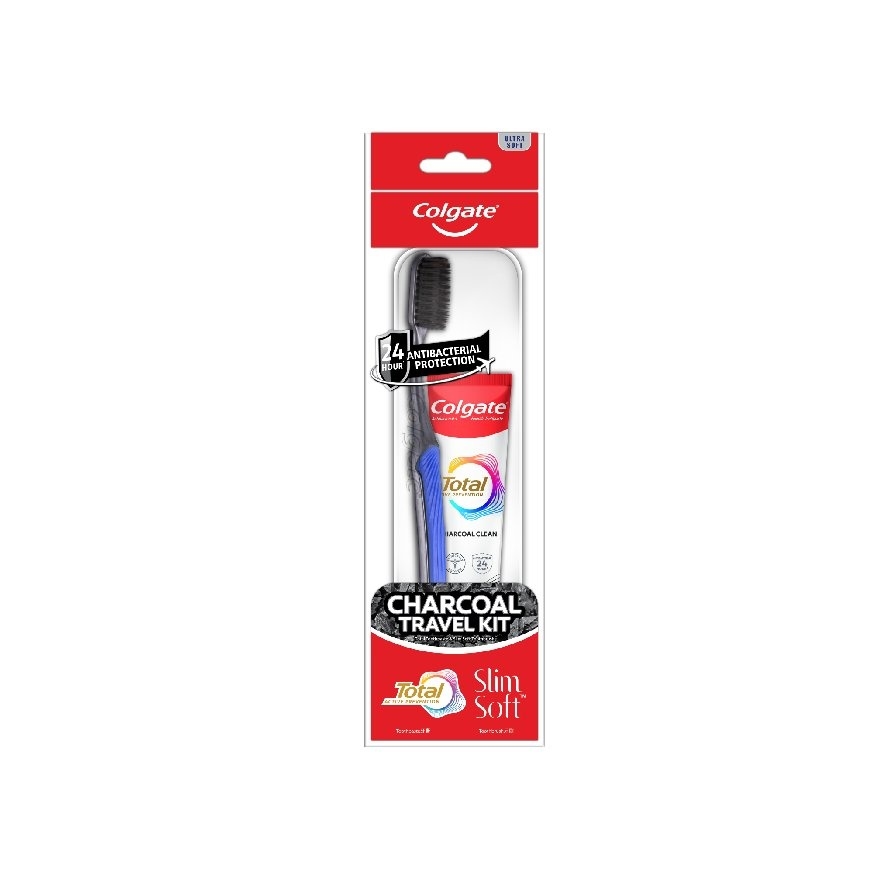 Colgate Total Charcoal Deep Clean Toothpaste (35G) + Slimsoft Charcoal Toothbrush Travel Kit image